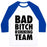 Virgin Teez  Baseball Tee Unisex Classic Baseball Tee / x-small / White/Blue BAD BITCH RUNNING TEAM UNISEX CLASSIC BASEBALL TEE