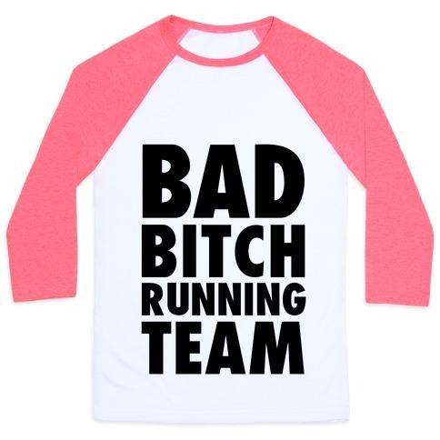 Virgin Teez  Baseball Tee Unisex Classic Baseball Tee / x-small / White/Neon Pink BAD BITCH RUNNING TEAM UNISEX CLASSIC BASEBALL TEE