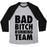 Virgin Teez  Baseball Tee Unisex Tri-Blend Baseball Tee / small / Athletic Gray / Black BAD BITCH RUNNING TEAM UNISEX TRI-BLEND BASEBALL TEE