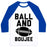 Virgin Teez  Baseball Tee Unisex Classic Baseball Tee / x-small / White/Blue BALL AND BOUJEE FOOTBALL PARODY UNISEX CLASSIC BASEBALL TEE