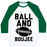 Virgin Teez  Baseball Tee Unisex Classic Baseball Tee / x-small / White/Dark Green BALL AND BOUJEE FOOTBALL PARODY UNISEX CLASSIC BASEBALL TEE