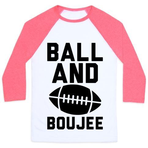 Virgin Teez  Baseball Tee Unisex Classic Baseball Tee / x-small / White/Neon Pink BALL AND BOUJEE FOOTBALL PARODY UNISEX CLASSIC BASEBALL TEE
