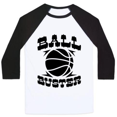 Virgin Teez  Baseball Tee Unisex Classic Baseball Tee / x-small / White/Black BALL BUSTER (BASKETBALL) UNISEX CLASSIC BASEBALL TEE