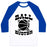 Virgin Teez  Baseball Tee Unisex Classic Baseball Tee / x-small / White/Blue BALL BUSTER (BASKETBALL) UNISEX CLASSIC BASEBALL TEE