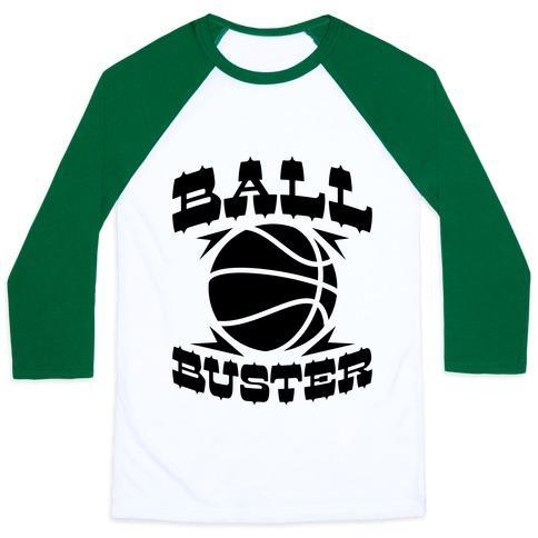 Virgin Teez  Baseball Tee Unisex Classic Baseball Tee / x-small / White/Dark Green BALL BUSTER (BASKETBALL) UNISEX CLASSIC BASEBALL TEE
