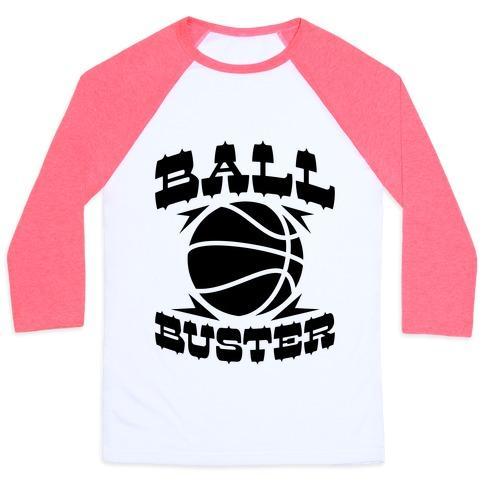 Virgin Teez  Baseball Tee Unisex Classic Baseball Tee / x-small / White/Neon Pink BALL BUSTER (BASKETBALL) UNISEX CLASSIC BASEBALL TEE