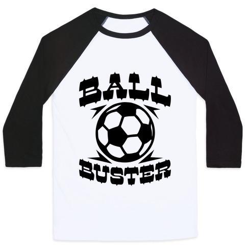 Virgin Teez  Baseball Tee Unisex Classic Baseball Tee / x-small / White/Black BALL BUSTER (SOCCER) UNISEX CLASSIC BASEBALL TEE