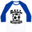 Virgin Teez  Baseball Tee Unisex Classic Baseball Tee / x-small / White/Blue BALL BUSTER (SOCCER) UNISEX CLASSIC BASEBALL TEE
