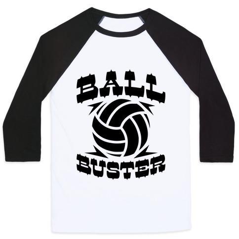 Virgin Teez  Baseball Tee Unisex Classic Baseball Tee / x-small / White/Black BALL BUSTER (VOLLEYBALL) UNISEX CLASSIC BASEBALL TEE