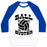 Virgin Teez  Baseball Tee Unisex Classic Baseball Tee / x-small / White/Blue BALL BUSTER (VOLLEYBALL) UNISEX CLASSIC BASEBALL TEE
