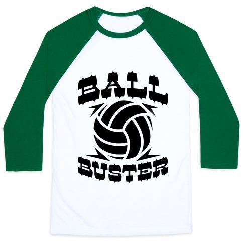 Virgin Teez  Baseball Tee Unisex Classic Baseball Tee / x-small / White/Dark Green BALL BUSTER (VOLLEYBALL) UNISEX CLASSIC BASEBALL TEE