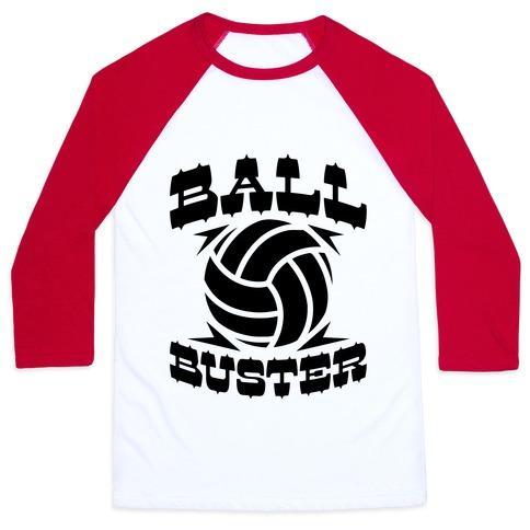 Virgin Teez  Baseball Tee Unisex Classic Baseball Tee / x-small / White/Red BALL BUSTER (VOLLEYBALL) UNISEX CLASSIC BASEBALL TEE