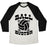 Virgin Teez  Baseball Tee Unisex Tri-Blend Baseball Tee / small / Oatmeal / Black BALL BUSTER (VOLLEYBALL) UNISEX TRI-BLEND BASEBALL TEE