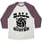 Virgin Teez  Baseball Tee Unisex Tri-Blend Baseball Tee / small / Oatmeal / Maroon BALL BUSTER (VOLLEYBALL) UNISEX TRI-BLEND BASEBALL TEE