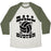 Virgin Teez  Baseball Tee Unisex Tri-Blend Baseball Tee / small / Oatmeal / Moss BALL BUSTER (VOLLEYBALL) UNISEX TRI-BLEND BASEBALL TEE