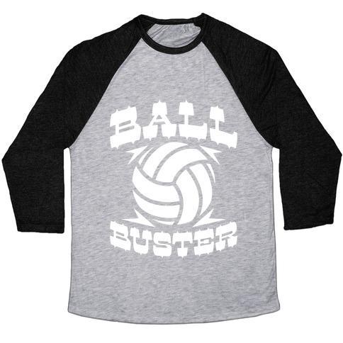 Virgin Teez  Baseball Tee Unisex Tri-Blend Baseball Tee / small / Athletic Gray / Black BALL BUSTER (VOLLEYBALL) UNISEX TRI-BLEND BASEBALL TEE