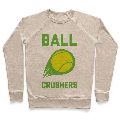 Virgin Teez  Pullover Crewneck Sweatshirt / x-small / Heathered Oatmeal BALL CRUSHERS CREWNECK SWEATSHIRT