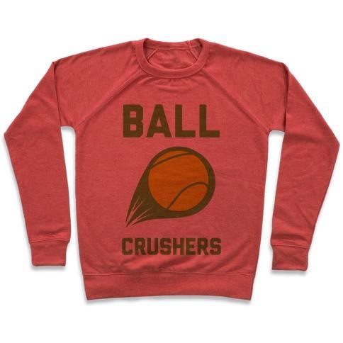 Virgin Teez  Pullover Crewneck Sweatshirt / x-small / Heathered Red BALL CRUSHERS CREWNECK SWEATSHIRT