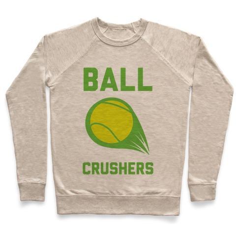 Virgin Teez  Pullover Crewneck Sweatshirt / x-small / Heathered Oatmeal BALL CRUSHERS CREWNECK SWEATSHIRT