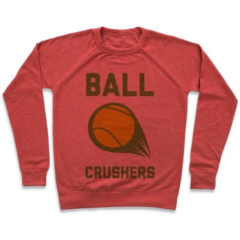 Virgin Teez  Pullover Crewneck Sweatshirt / x-small / Heathered Red BALL CRUSHERS CREWNECK SWEATSHIRT
