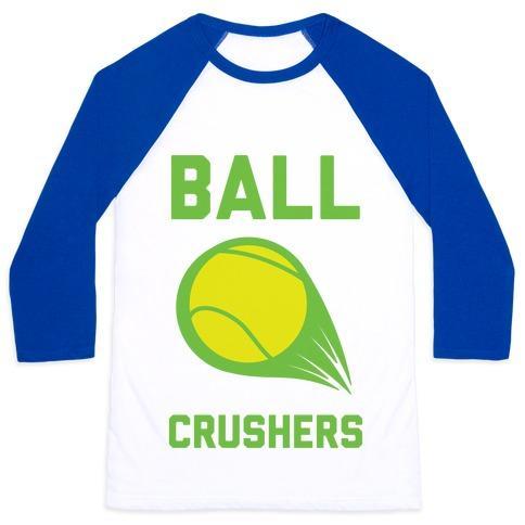 Virgin Teez  Baseball Tee Unisex Classic Baseball Tee / x-small / White/Blue BALL CRUSHERS UNISEX CLASSIC BASEBALL TEE
