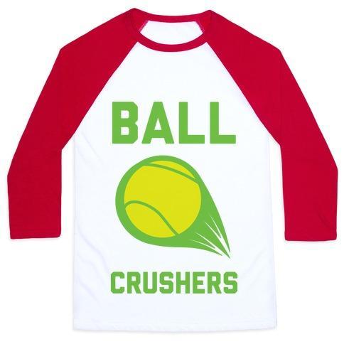 Virgin Teez  Baseball Tee Unisex Classic Baseball Tee / x-small / White/Red BALL CRUSHERS UNISEX CLASSIC BASEBALL TEE