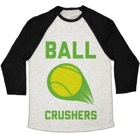 Virgin Teez  Baseball Tee Unisex Tri-Blend Baseball Tee / small / Oatmeal / Black BALL CRUSHERS UNISEX TRI-BLEND BASEBALL TEE