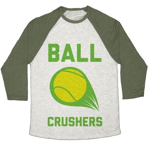 Virgin Teez  Baseball Tee Unisex Tri-Blend Baseball Tee / small / Oatmeal / Moss BALL CRUSHERS UNISEX TRI-BLEND BASEBALL TEE
