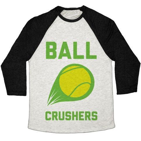 Virgin Teez  Baseball Tee Unisex Tri-Blend Baseball Tee / small / Oatmeal / Black BALL CRUSHERS UNISEX TRI-BLEND BASEBALL TEE