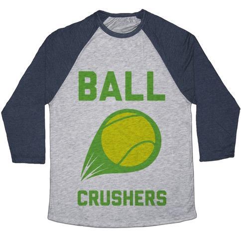 Virgin Teez  Baseball Tee Unisex Tri-Blend Baseball Tee / small / Athletic Gray / Navy BALL CRUSHERS UNISEX TRI-BLEND BASEBALL TEE