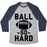 Virgin Teez  Baseball Tee Unisex Tri-Blend Baseball Tee / small / Athletic Gray / Navy BALL SO HARD UNISEX TRI-BLEND BASEBALL TEE
