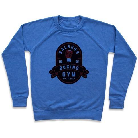 Virgin Teez  Pullover Crewneck Sweatshirt / x-small / Heathered Blue BALROG'S BOXING GYM CREWNECK SWEATSHIRT