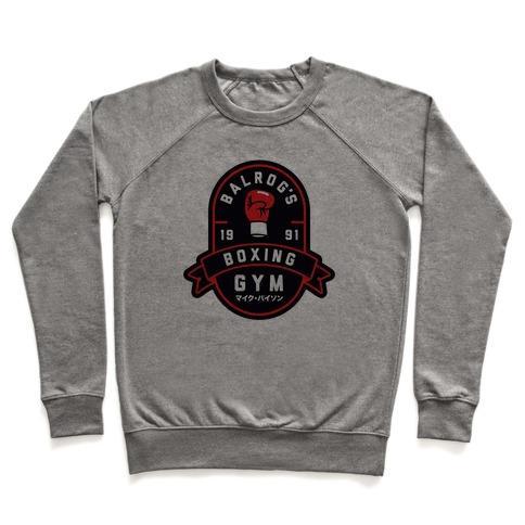Virgin Teez  Pullover Crewneck Sweatshirt / x-small / Heathered Gray BALROG'S BOXING GYM CREWNECK SWEATSHIRT