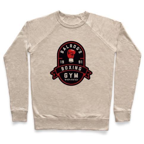 Virgin Teez  Pullover Crewneck Sweatshirt / x-small / Heathered Oatmeal BALROG'S BOXING GYM CREWNECK SWEATSHIRT