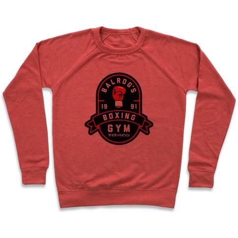 Virgin Teez  Pullover Crewneck Sweatshirt / x-small / Heathered Red BALROG'S BOXING GYM CREWNECK SWEATSHIRT