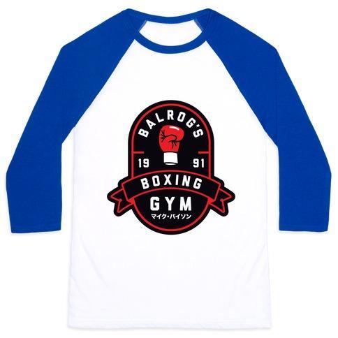 Virgin Teez  Baseball Tee Unisex Classic Baseball Tee / x-small / White/Blue BALROG'S BOXING GYM UNISEX CLASSIC BASEBALL TEE