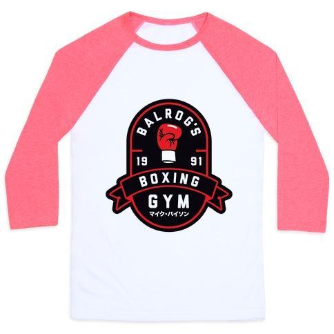 Virgin Teez  Baseball Tee Unisex Classic Baseball Tee / x-small / White/Neon Pink BALROG'S BOXING GYM UNISEX CLASSIC BASEBALL TEE