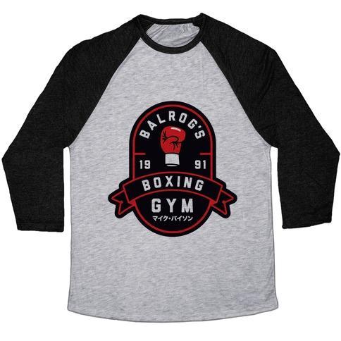 Virgin Teez  Baseball Tee Unisex Tri-Blend Baseball Tee / small / Athletic Gray / Black BALROG'S BOXING GYM UNISEX TRI-BLEND BASEBALL TEE