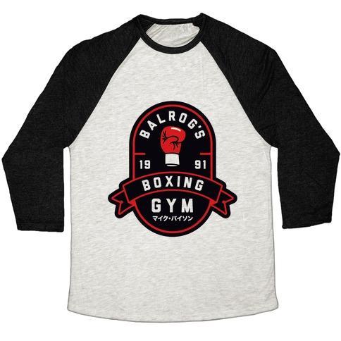 Virgin Teez  Baseball Tee Unisex Tri-Blend Baseball Tee / small / Oatmeal / Black BALROG'S BOXING GYM UNISEX TRI-BLEND BASEBALL TEE