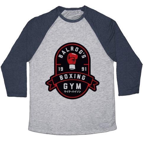 Virgin Teez  Baseball Tee Unisex Tri-Blend Baseball Tee / small / Athletic Gray / Navy BALROG'S BOXING GYM UNISEX TRI-BLEND BASEBALL TEE
