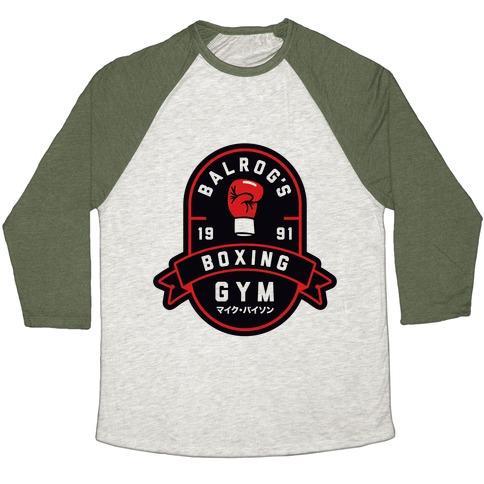 Virgin Teez  Baseball Tee Unisex Tri-Blend Baseball Tee / small / Oatmeal / Moss BALROG'S BOXING GYM UNISEX TRI-BLEND BASEBALL TEE