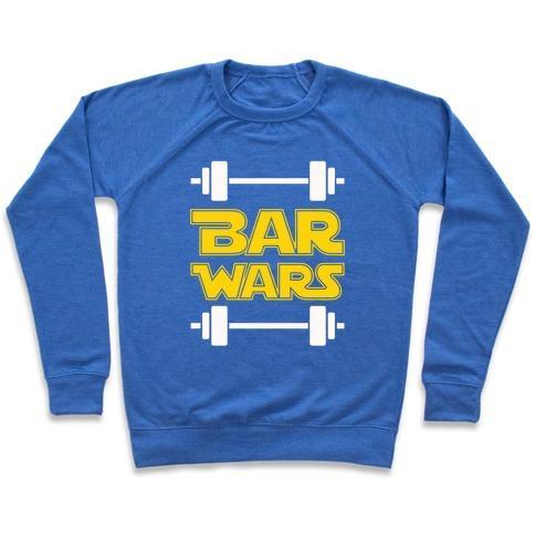 Virgin Teez  Pullover Crewneck Sweatshirt / x-small / Heathered Blue BAR WARS CREWNECK SWEATSHIRT