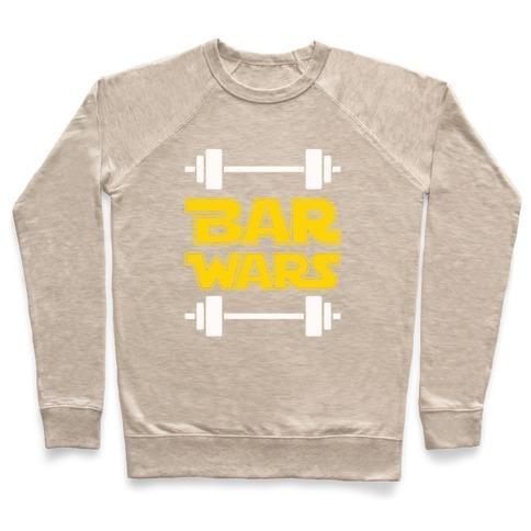 Virgin Teez  Pullover Crewneck Sweatshirt / x-small / Heathered Oatmeal BAR WARS CREWNECK SWEATSHIRT