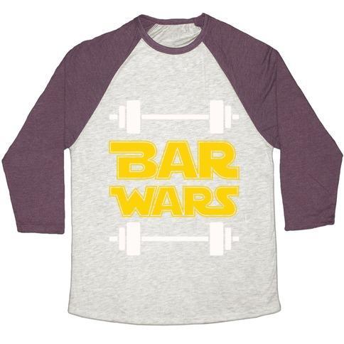 Virgin Teez  Baseball Tee Unisex Tri-Blend Baseball Tee / small / Oatmeal / Maroon BAR WARS UNISEX TRI-BLEND BASEBALL TEE