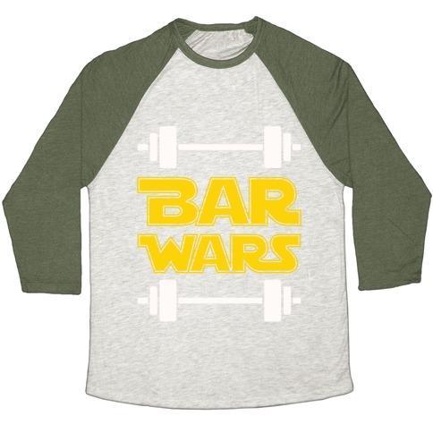 Virgin Teez  Baseball Tee Unisex Tri-Blend Baseball Tee / small / Oatmeal / Moss BAR WARS UNISEX TRI-BLEND BASEBALL TEE