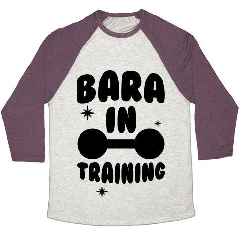 Virgin Teez  Baseball Tee Unisex Tri-Blend Baseball Tee / small / Oatmeal / Maroon BARA IN TRAINING UNISEX TRI-BLEND BASEBALL TEE