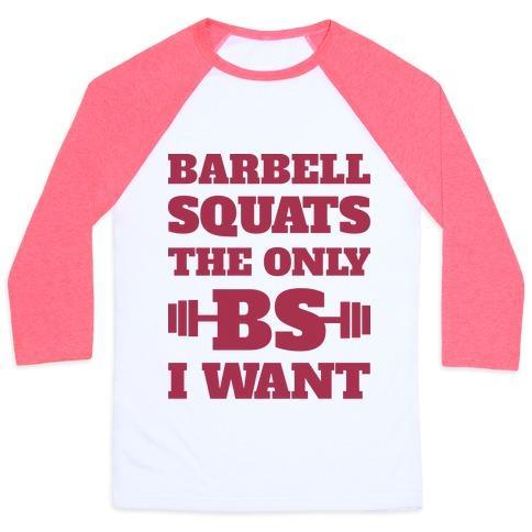 Virgin Teez  Baseball Tee Unisex Classic Baseball Tee / x-small / White/Neon Pink BARBELL SQUATS THE ONLY BS I WANT UNISEX CLASSIC BASEBALL TEE