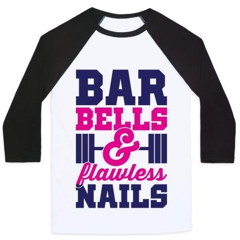 Virgin Teez  Baseball Tee Unisex Classic Baseball Tee / x-small / White/Black BARBELLS AND FLAWLESS NAILS UNISEX CLASSIC BASEBALL TEE