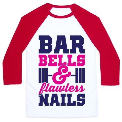 Virgin Teez  Baseball Tee Unisex Classic Baseball Tee / x-small / White/Red BARBELLS AND FLAWLESS NAILS UNISEX CLASSIC BASEBALL TEE
