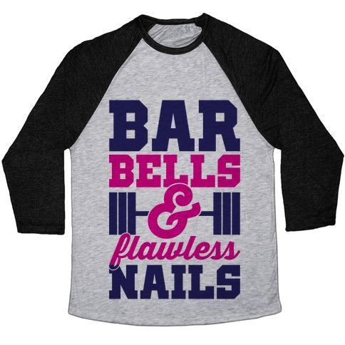 Virgin Teez  Baseball Tee Unisex Tri-Blend Baseball Tee / small / Athletic Gray / Black BARBELLS AND FLAWLESS NAILS UNISEX TRI-BLEND BASEBALL TEE